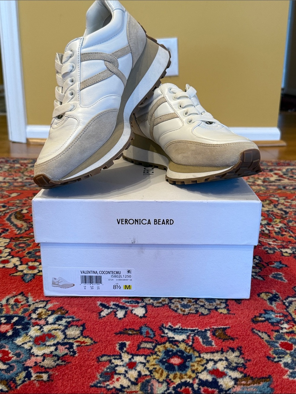 Veronica Beard Women’s Sneakers in White, Beige & Brown